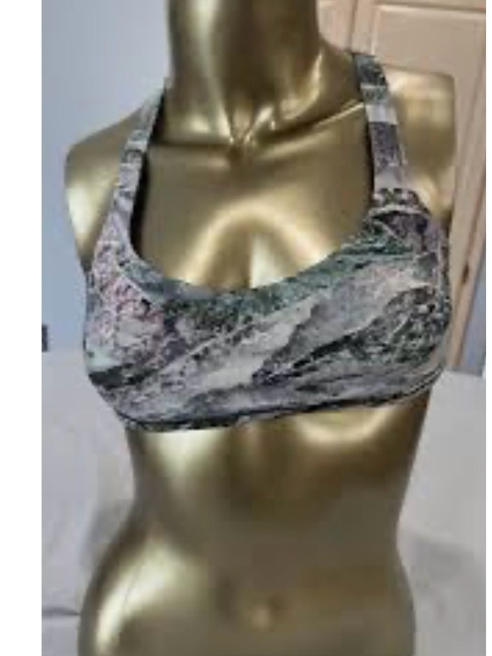 lululemon athletica Marble-Print Green & Gray Sports Bra